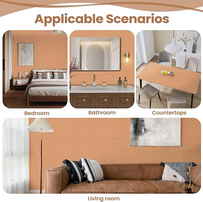 Abyssaly Cream Orange Wallpaper Peel and Stick Wallpaper 15.7in X 118in Silk - Image 4