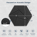 12 Pack Hexagon Acoustic Panels, Self-Adhesive Acoustic Wall Panels - Image 6