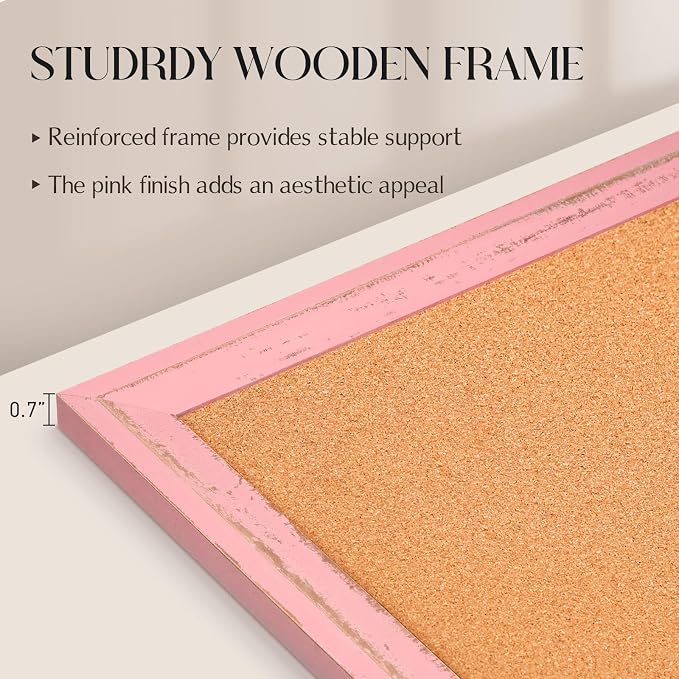 Cork Bulletin Board, Hanging Pin Board Tack Board - Image 3