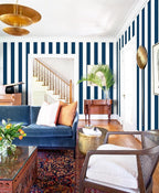 Guvana 118"x17.7" Blue and White Striped Contact Paper Navy Blue Peel and Stick - Image 3
