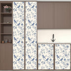 Beige Wallpaper Peel and Stick Blue Floral Bird Vintage Contact Paper 17.5" x - Image 8