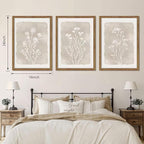 Framed Boho Botanical Flower Wall Art Set of 3, Vintage Minimalist Neutral - Image 4