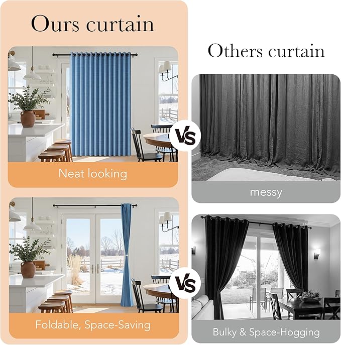 RYB HOME Accordion Style Room Divider Curtain-100% Blackout Folding Accordion - Image 6