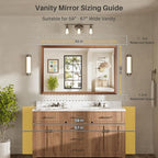 55x36 Inch Bathroom Mirror for Wall, Anti-Rust Walnut Wood Grain Metal Framed - Image 2