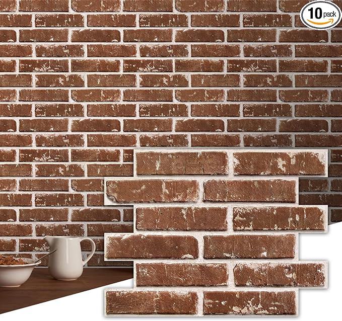 Commomy 3D Peel and Stick Brick, Ultralight Thin PVC Faux Brick Wall Panels by CommomyDecor