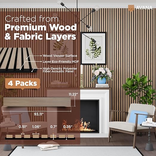 Avana Acoustic Wood Wall Panels – 93.2x11.25 Inch Panels – Fits 94x12 Layout – - Image 4