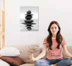 Zen Canvas Wall Art Black Stacked Stone Poster Print - Image 4