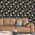 Laatse Black Gold Peel and Stick Wallpaper White Floral Contact Paper 17.5in x - Image 2