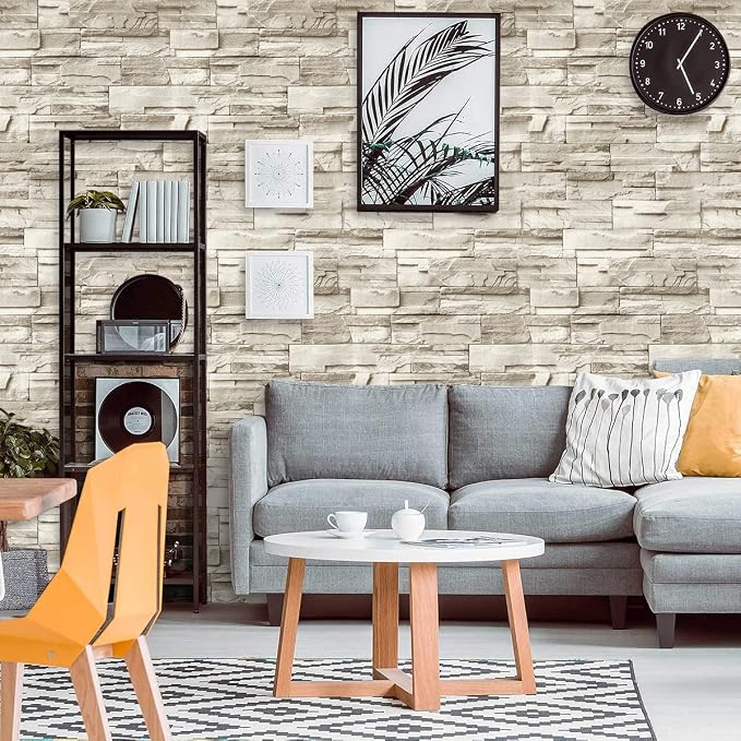 Jeweluck Stone Wallpaper Peel and Stick Brick Wallpaper 17.7”×787.4” Brick - Image 4