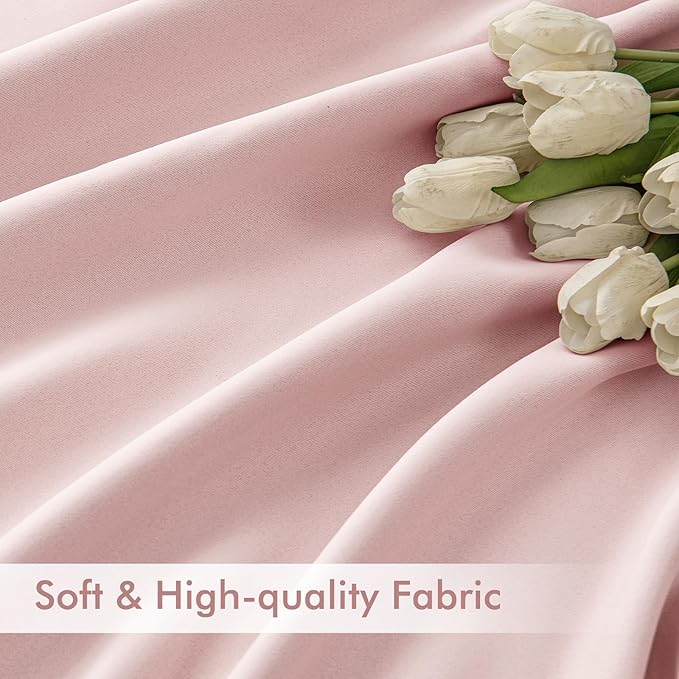 MIULEE Baby Pink Back Tab Blackout Curtains 96 Inch Length 2 Panels Set - Image 6
