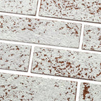 100 Whitewash Red Faux Brick Wall Tiles, 3D Thin Brick Veneers by TORURAL