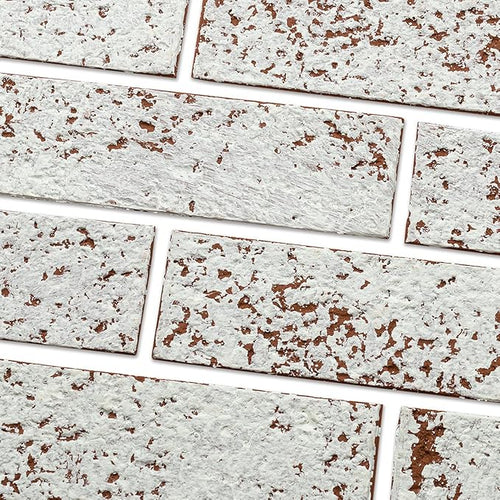 100 Whitewash Red Faux Brick Wall Tiles, 3D Thin Brick Veneers by TORURAL