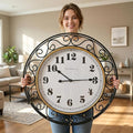 SwallowLiving 30 Inch Vintage Iron Large Black Metal Frame Wall Clock Silent by SwallowLiving