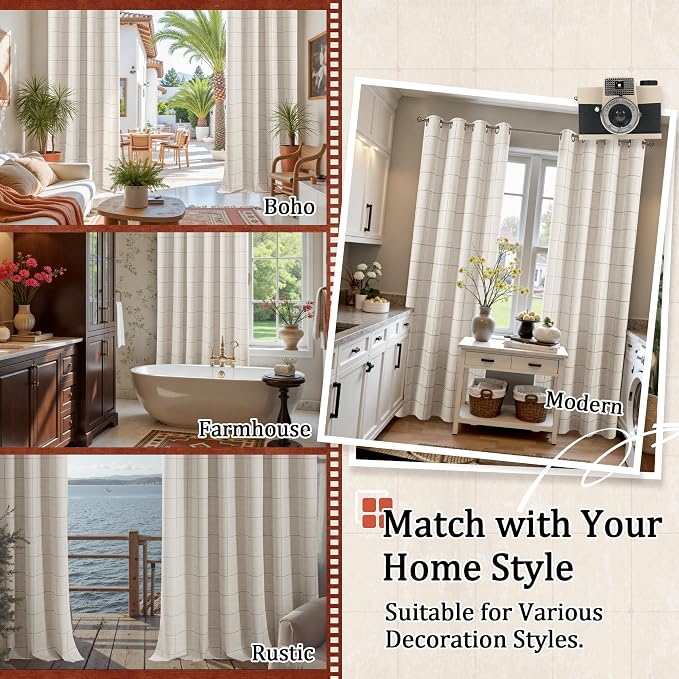 Lajode Grey Plaid Patterned Curtains Thermal Insulated - Image 8