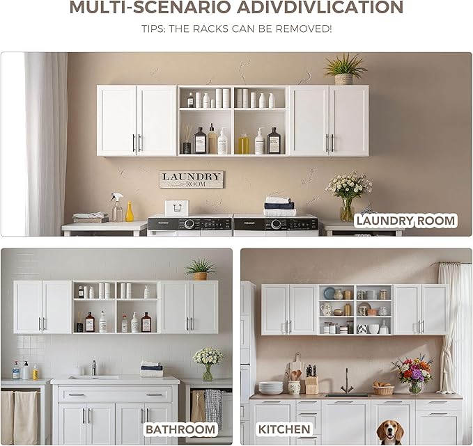 Furnaza Wall Cabinets for Laundry Room, Shaker Wall Mounted Kitchen Cabinets - Image 6