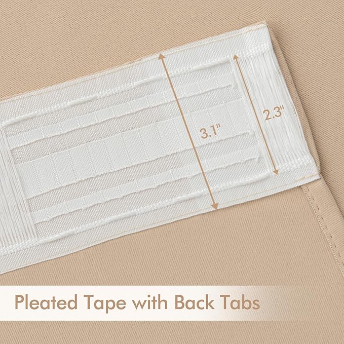 MIULEE Back Tab Beige Curtains 102 Inch Long 2 Panels Set - Image 4