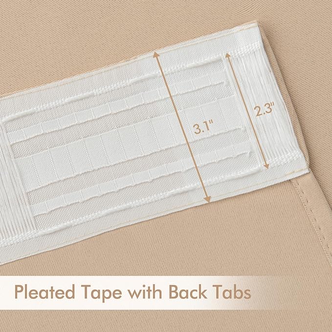 MIULEE Beige Back Tab Blackout Curtains 63 Inch Length 2 Panels Set - Image 4