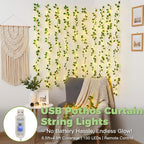 suddus Vines with Lights for Bedroom, 150 LED Fairy Lights with Vines, Pothos - Image 2
