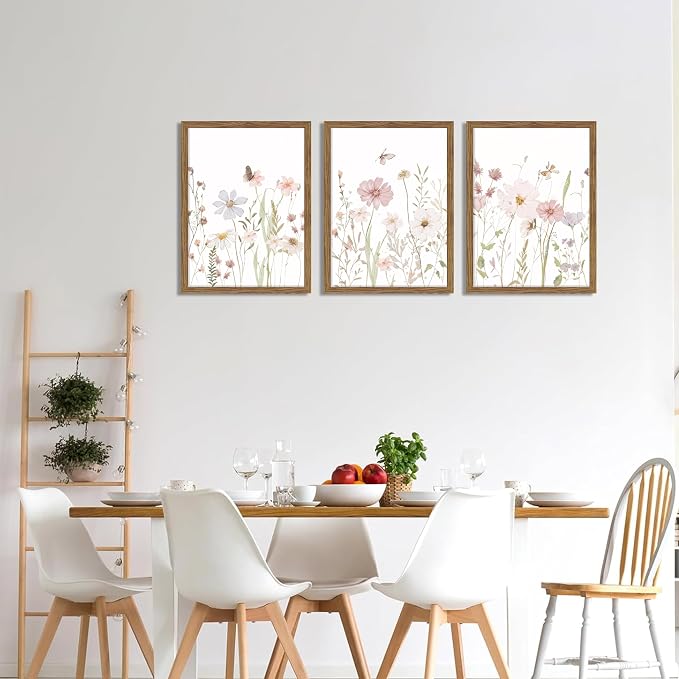 Framed Wildflower Wall Art Set of 3, Vintage Flower Botanical Paintings - Image 7