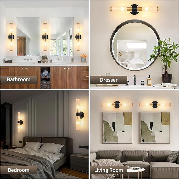 Black Gold Battery Operated Wall Sconces Set of 2, Rechargeable Wall Lights - Image 5