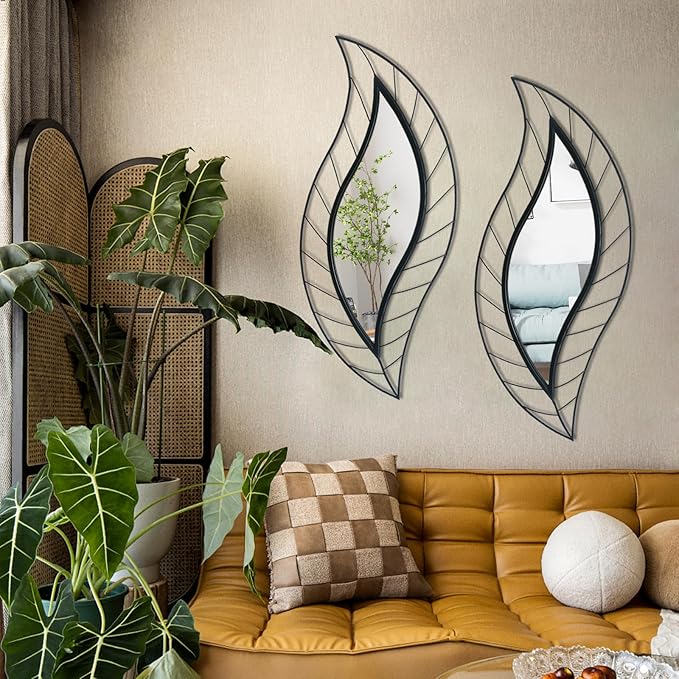 ironsmithn Decorative Wall Mirror, Leaf Teardrop Mirror - Image 4