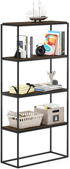 Furinno Moretti Modern Wide Stackable Metal Shelf, Columbia Walnut - Image 7