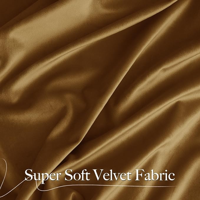 NICETOWN Gold Brown Velvet Curtains, Luxury and Soft Thermal Insulated Velvet - Image 2