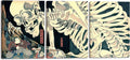 Wieco Art 3 Piece Witch and Skeleton Ukiyo-E by Utagawa Takiyasha Historic by WiecoArt