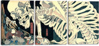 Wieco Art 3 Piece Witch and Skeleton Ukiyo-E by Utagawa Takiyasha Historic by WiecoArt
