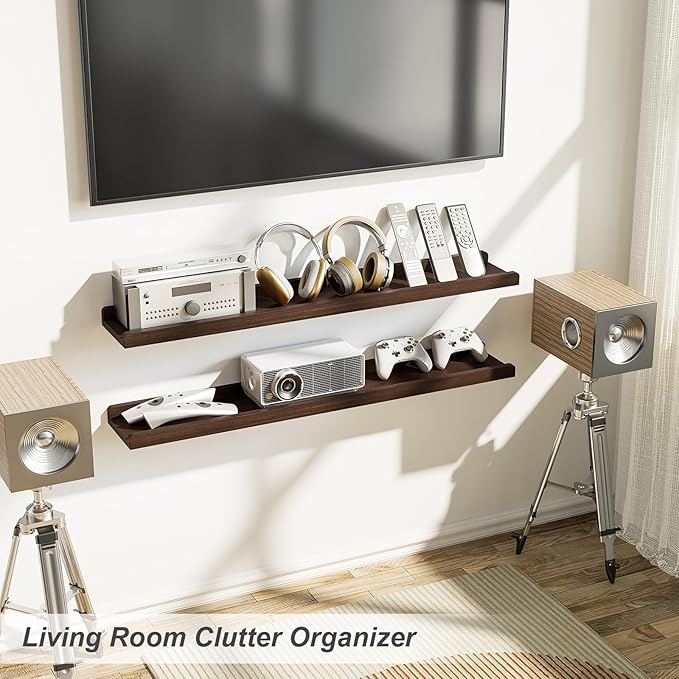 Love-KANKEI 36 Inch Long Floating Shelves Wall Mounted Set of 2, Large Wood - Image 4