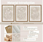 Framed Boho Botanical Flower Wall Art Set of 3, Vintage Minimalist Neutral - Image 3