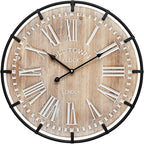EMAX HOME 20 Inch Large Farmhouse Wall Clock, Rustic Antique Wood - Image 3