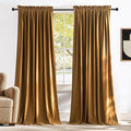 NICETOWN Gold Brown Velvet Curtains, Luxury and Soft Thermal Insulated Velvet by NICETOWN