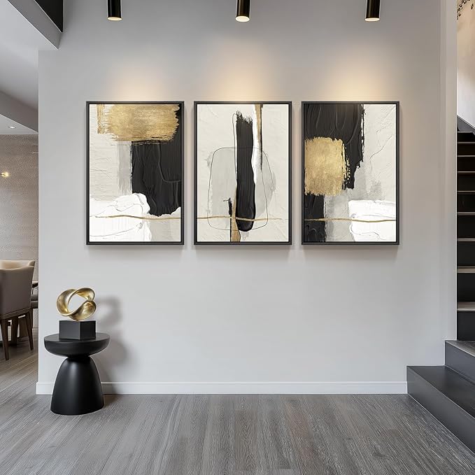 Large Framed Black and White Abstract Wall Art - Image 4