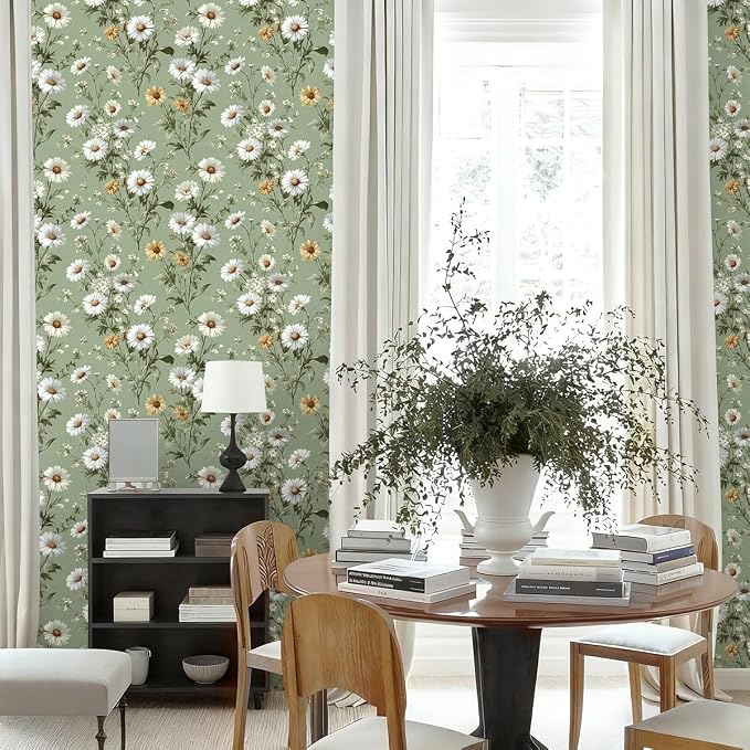 Livebor Floral Peel and Stick Wallpaper Daisy Floral Contact Paper 16.9in - Image 9