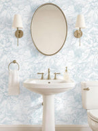 Ismoon Large Floral Peel and Stick Wallpaper Boho White and Blue Contact Paper - Image 3