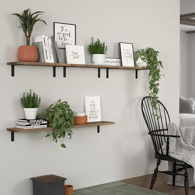 DOLLFIO Floating Shelves, 5 Sets Wall Shelves, Wood Floating Shelves - Image 5