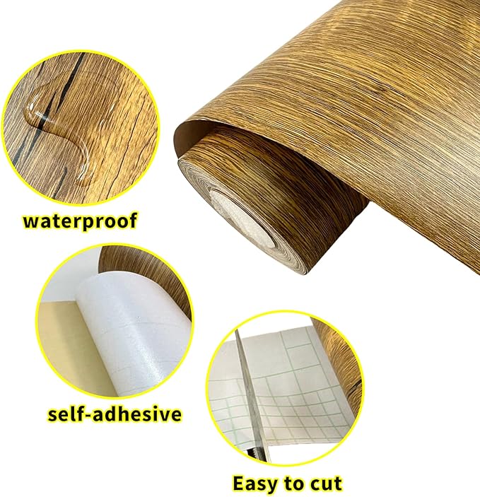Teemall 10M Black Wood Grain Removable PVC Waterproof Border Wall Decor - Image 3