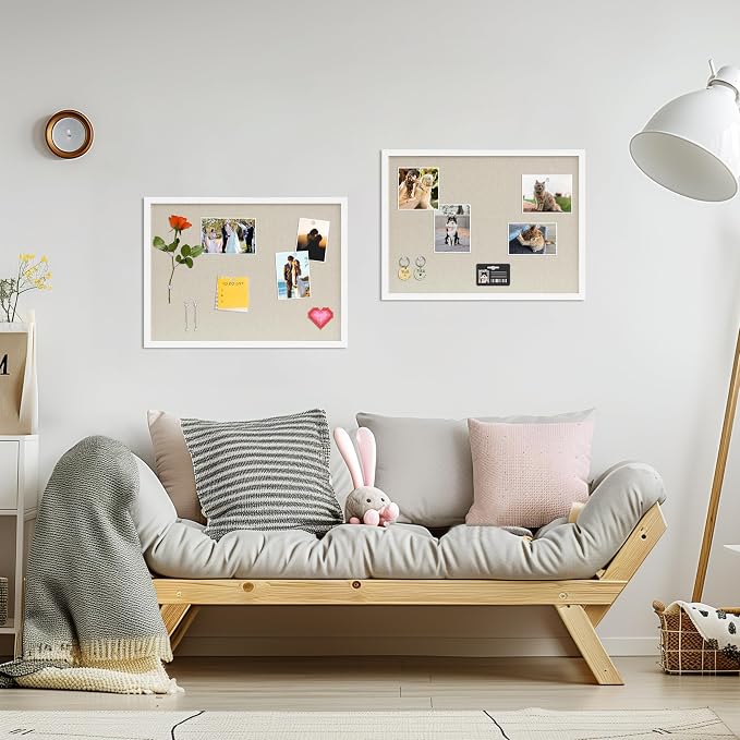 DAHAPYBOO Cork Board with Linen White 2Pack, Bulletin Board 23"x17" Hanging - Image 4