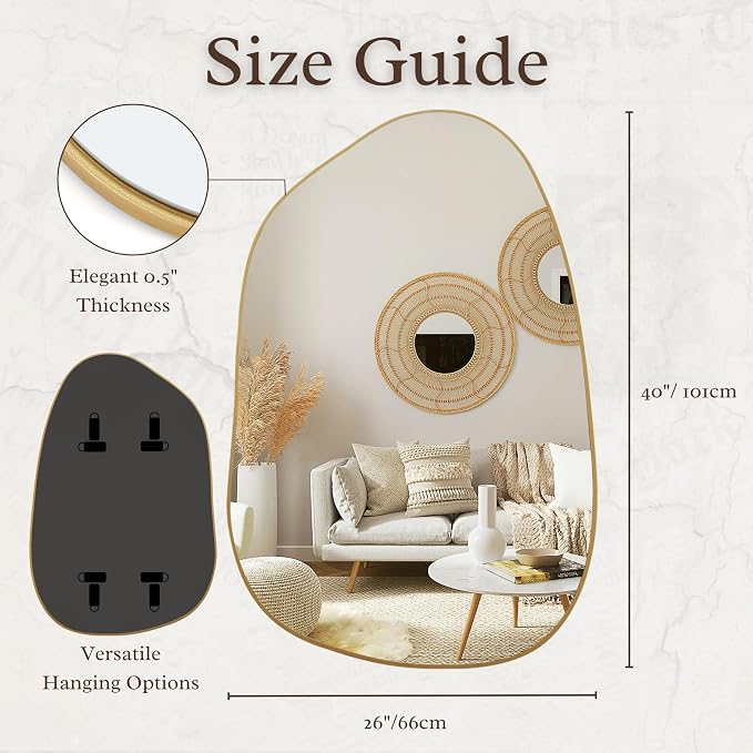 PERFNIQUE Irregular Wall Mirror Asymmetrical Mirror, Decorative Modern Wall - Image 3