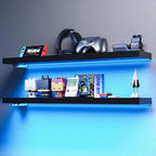 BAMEOS Floating Shelves with RGB LED, Hanging Wall Shelves by BAMEOS