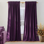 NICETOWN Purple Velvet Curtains 90 inch Long by NICETOWN