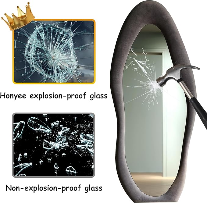 Honyee Full Length Mirror, Flannel Wrapped Wooden Frame Full Body Mirror - Image 6