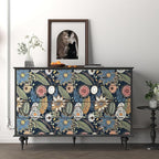 Blue Wallpaper Peel and Stick, Vintage Boho Floral Contact Paper 17.5" x 118" - Image 3