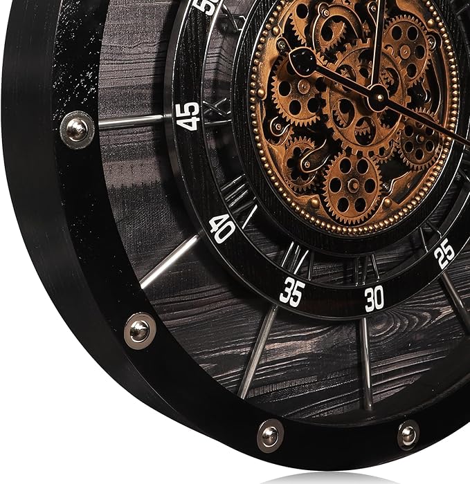 HOIBAI Wall Clock, 27 Inch Moving Gears Clock Large Wall Clock - Image 4