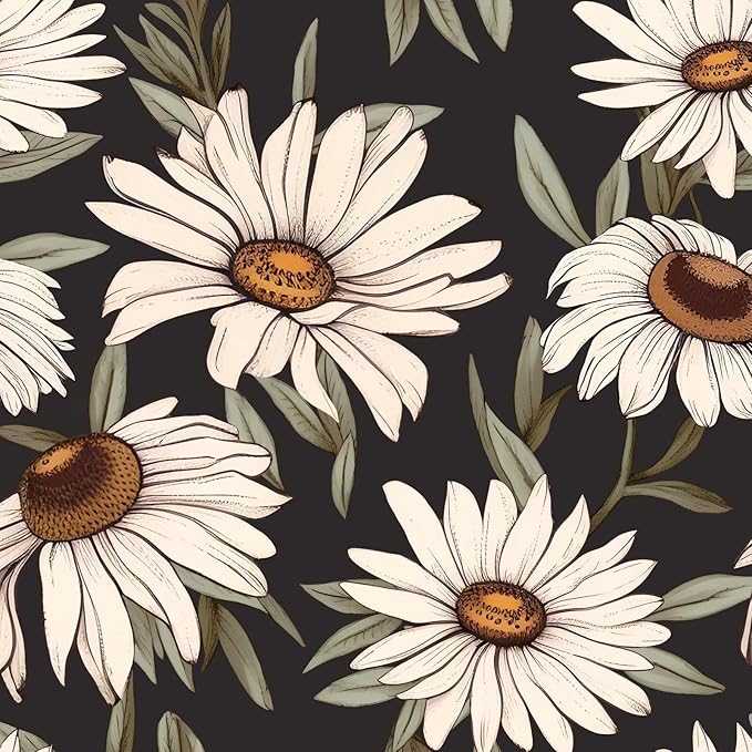Daisy Floral Wallpaper Peel and Stick Boho Wallpaper by Laatse