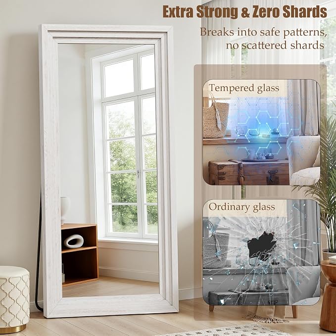 Full Length Mirror 71"x30", Large Solid Wood Frame Floor Mirror, Leaning Floor - Image 5