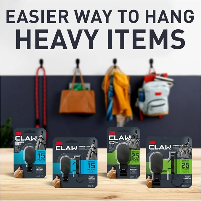 3M CLAW 25 lb. 2 Drywall Black Hooks & 2 Extra Picture Hangers, Heavyweight - Image 11