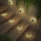 gardencave 4 Pack Solar Fence Lights Metal Solar Powered Outdoor Wall Deck - Image 4