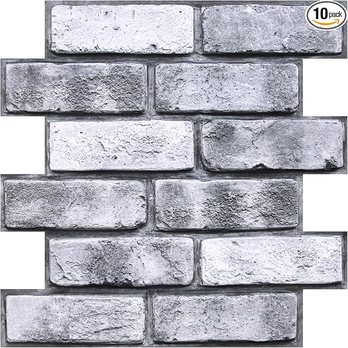 COMSTICKC 3D Faux Brick Wall Panel Peel and Stick, Small Size, Ultra-Light PVC by COMSTICKCDECOR